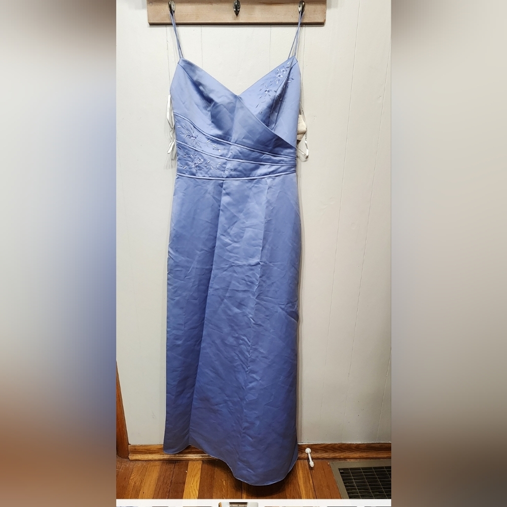 NWT Eden Maids Gown Size 10 Periwinkle Blue Wedding Prom Embroidered Sequin C170